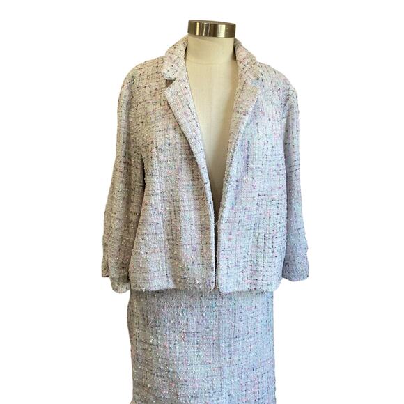 Elle Women's Tweed Pastel Coloring Skirt Suit Set Size XXL/10 - Picture 3 of 11